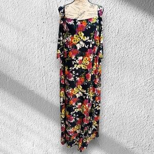 Roaman’s Cold Shoulder Floral Maxi Dress Size 3X